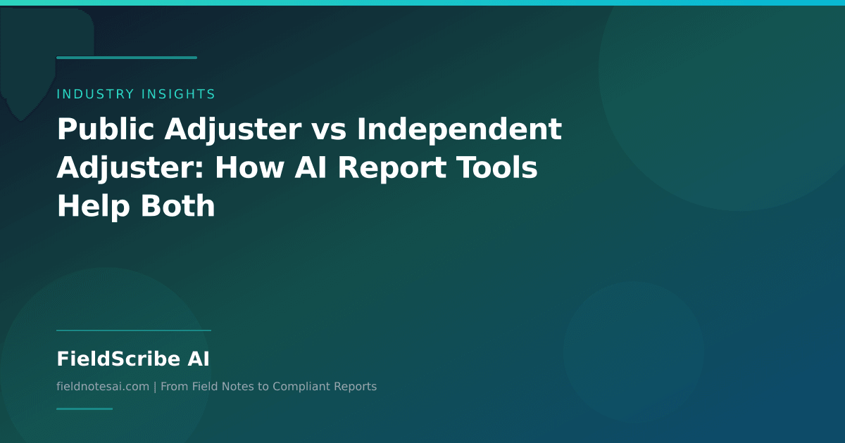 Public vs Independent Adjuster AI | FieldScribe AI | FieldScribe AI